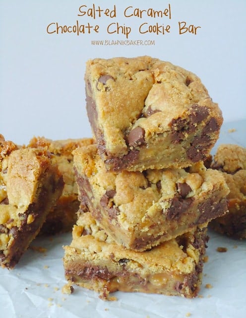 Salted caramel chocolate chip bars