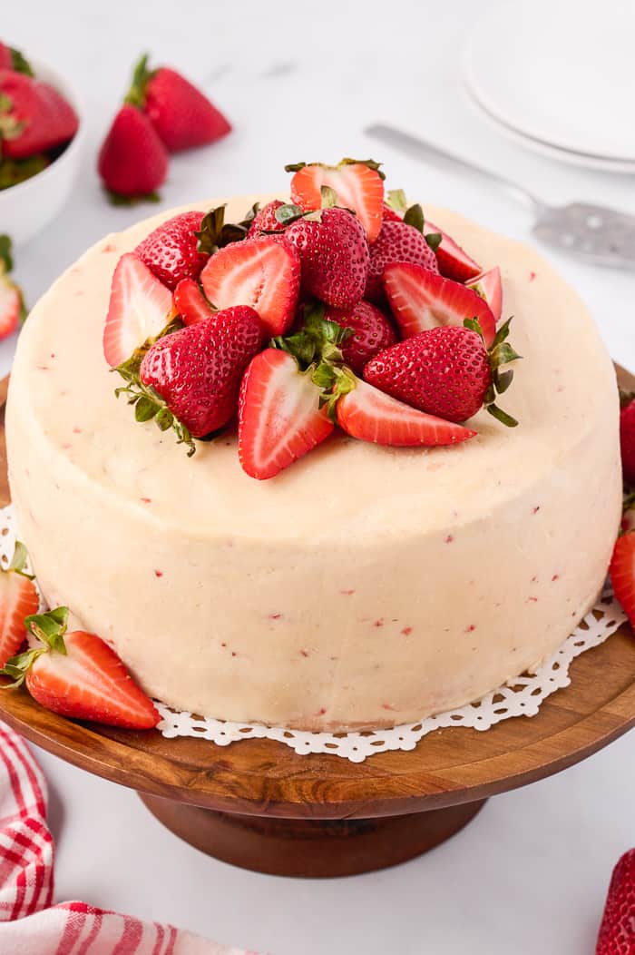 Strawberry Cake with Strawberry Meringue Buttercream