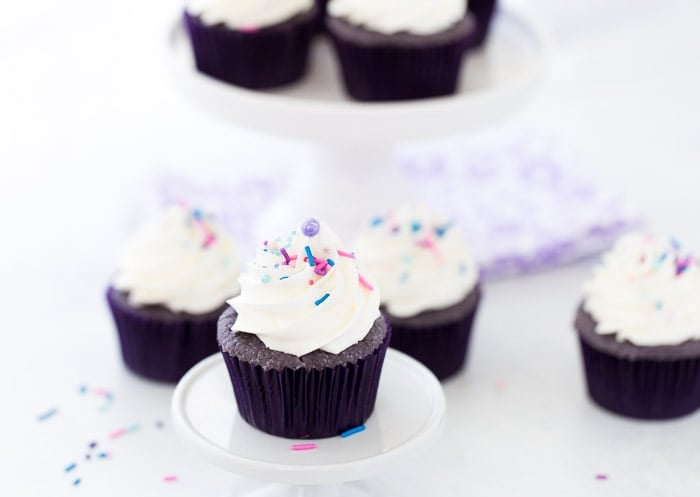 Purple velvet cupcakes are a deliciously fun twist on red velvet cake. Rich and chocolaty, with a beautiful purple hue, they're perfect for any celebration.