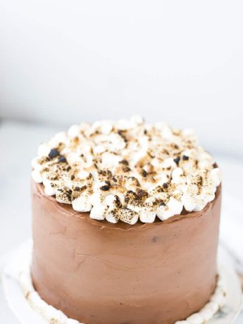 Six-Layer Chocolate Cake with Toasted Marshmallow Filling