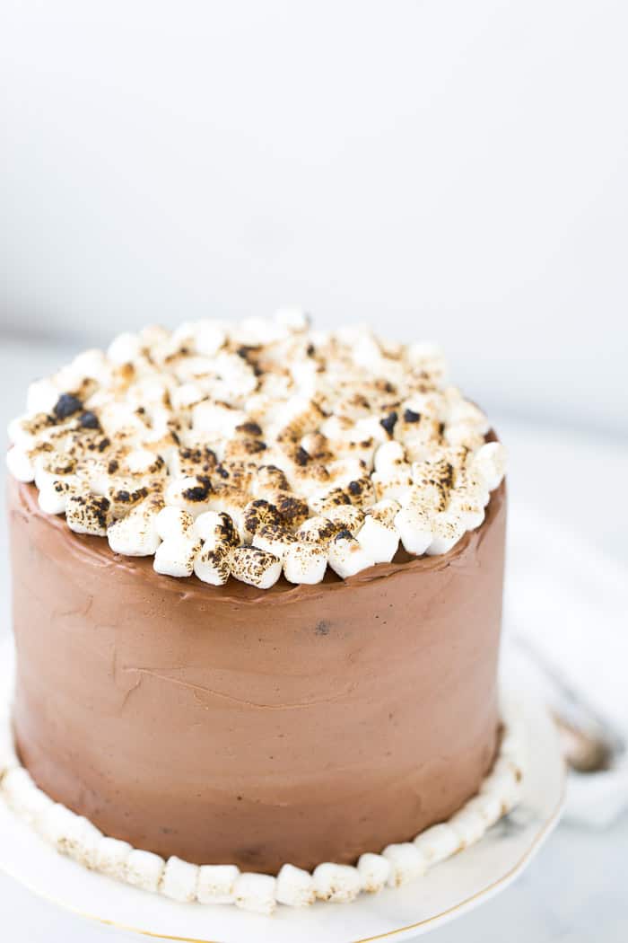 Six-Layer Chocolate Cake with Toasted Marshmallow Filling