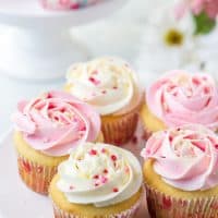 White Chocolate Rose Cupcakes