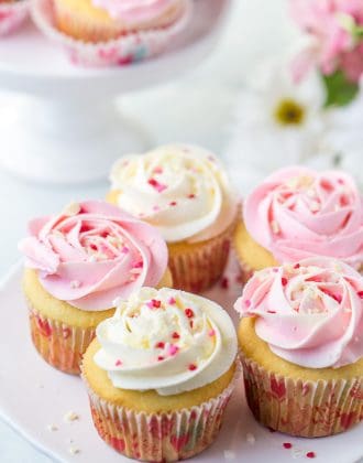 White Chocolate Rose Cupcakes