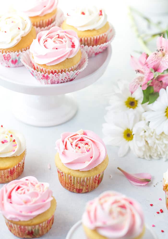 White Chocolate Rose Cupcakes