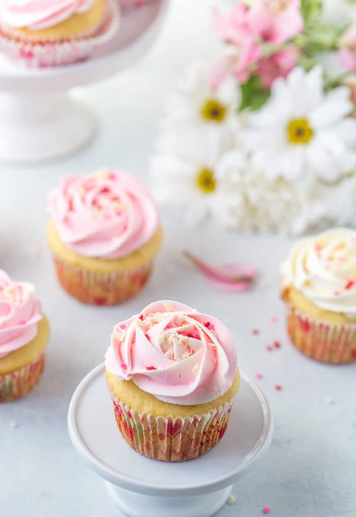 White Chocolate Rose Cupcakes