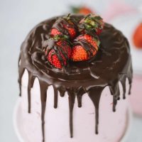 This dark chocolate strawberry cake is a great summer celebration cake for the chocolate and strawberry lovers alike. A decadent dark chocolate cake is filled with a light and fluffy fresh strawberry buttercream.