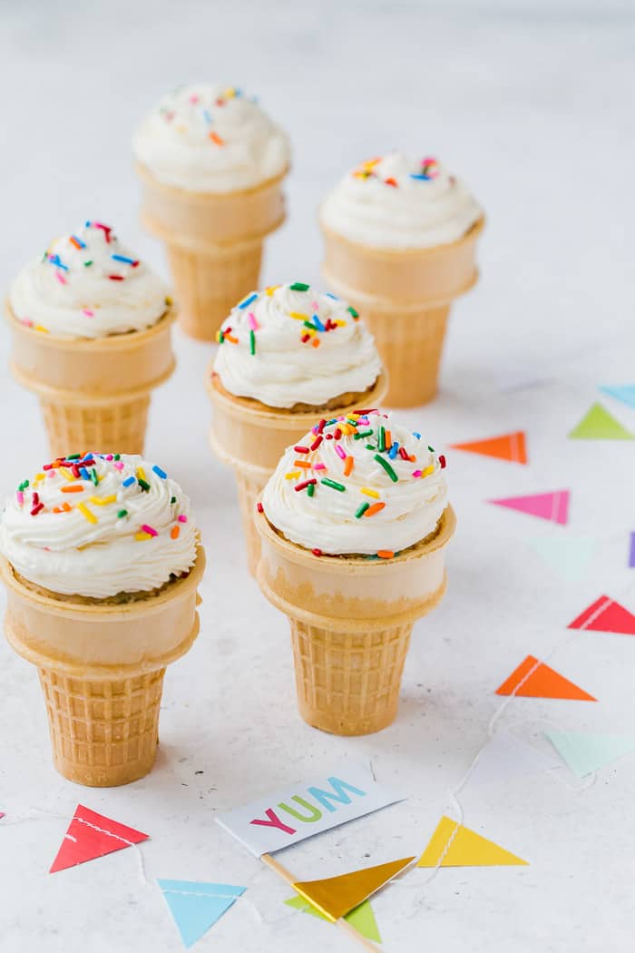 Funfetti Ice Cream Cone Cupcakes