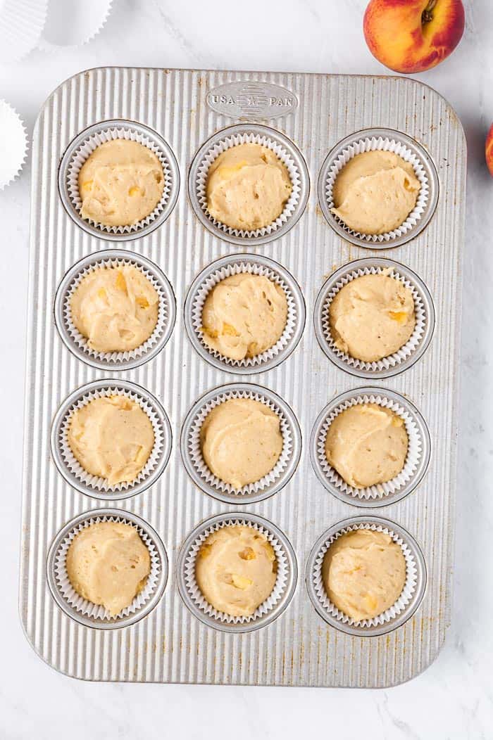 brown butter peach cupcakes