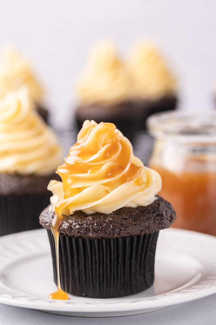 Dark chocolate salted caramel cupcakes