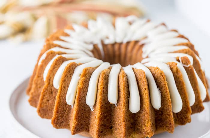 The Best Pumpkin Bundt Cake - Topped with Cream Cheese Glaze