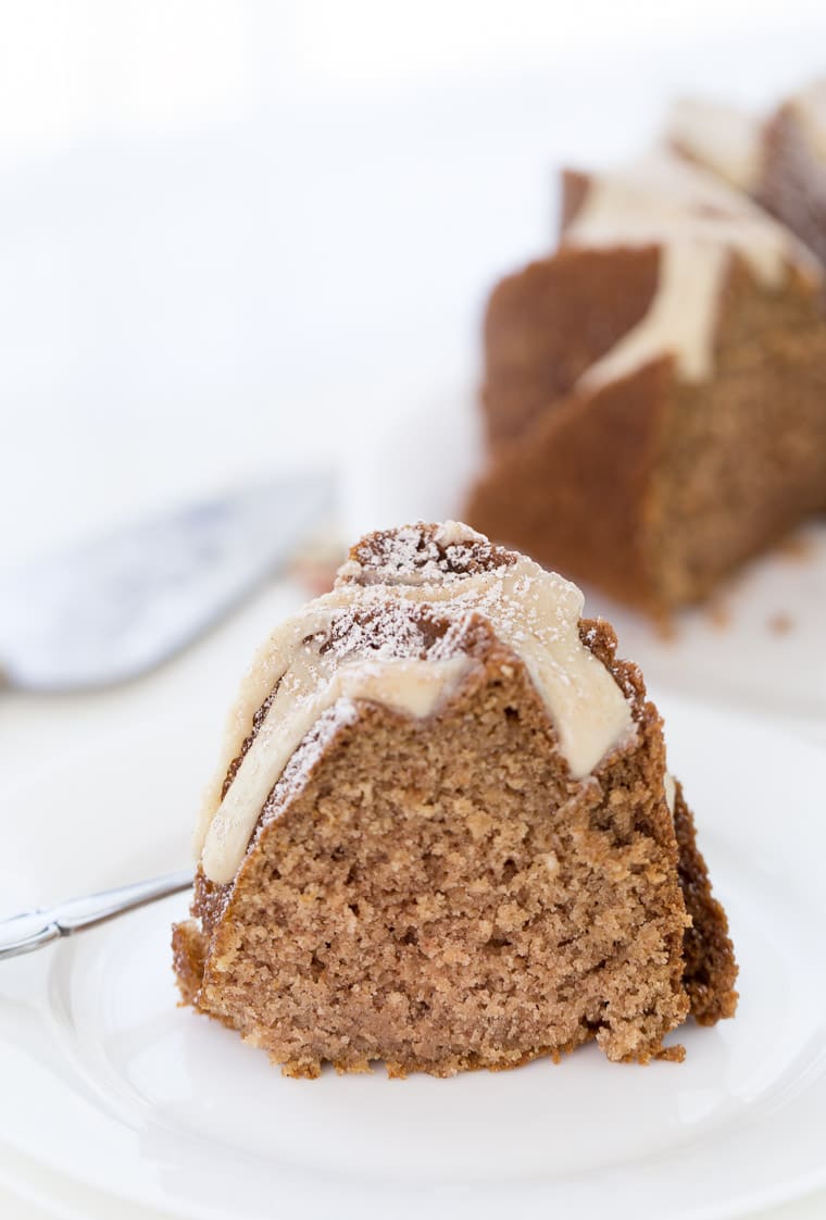 This applesauce cake with caramel glaze recipe is a moist, fluffy, light spiced cake that is topped with a sweet caramel glaze. 