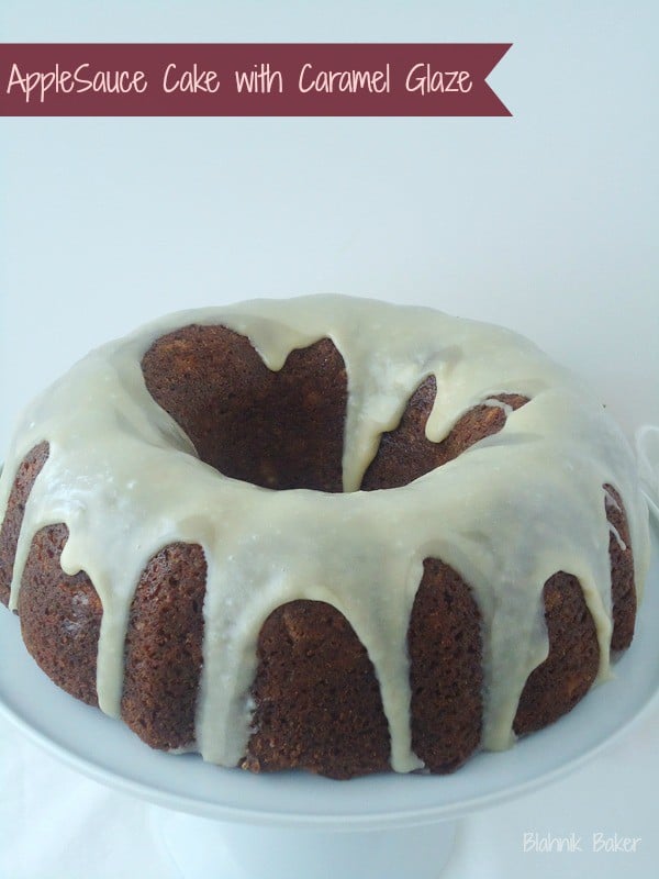 applesauce cake with caramel glaze