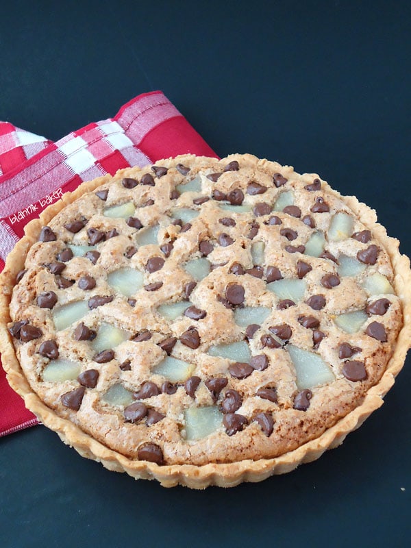 pear walnut chocolate pie