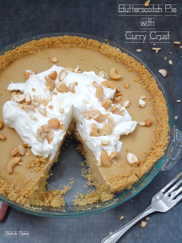 Butterscotch pie with curry crust