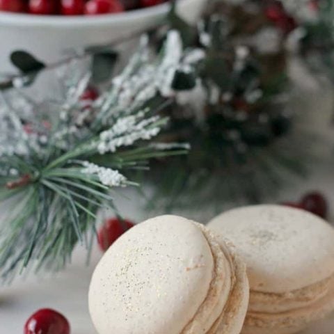 Orange Walnut Macarons with Spiced Cream Cheese and Cranberry Filling