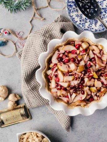  A beautiful holiday cranberry ginger pear pie with tender pears, tart cranberries and spicy ginger that warms you up on those cold winter days!