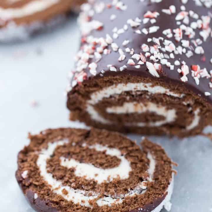 Peppermint Chocolate Roll Cake