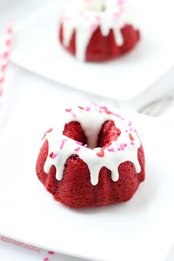 Mini Red Velvet Bundts with Cream Cheese Frosting