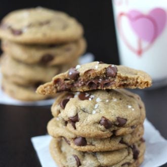 Nutella Stuffed Salted Chocolate Chip Cookies