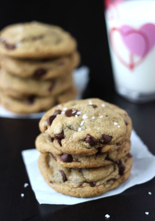 Nutella Stuffed Salted Chocolate Chip Cookies