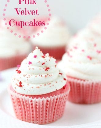 Pink velvet cupcakes start with soft, tender buttermilk cake. It's topped with a tangy cream cheese frosting, giving you a delicious pink velvet cupcake, perfect for your Valentine! BlahnikBaker.com