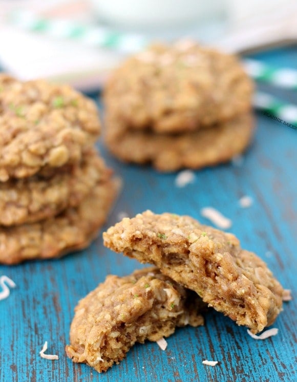 Honey Lime Coconut Oatmeal Cookies