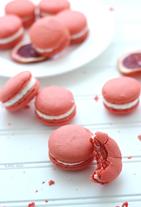 Blood Orange Walnut Macarons