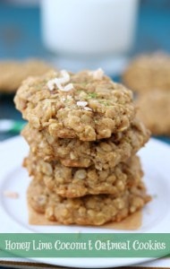 Honey Lime Coconut Oatmeal Cookies