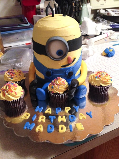 Order a strawberry flavored minion cake| Buy minion theme cake online