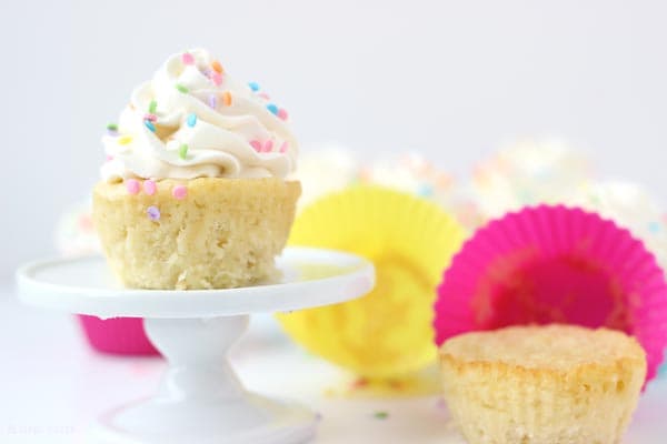 Vanilla Cupcakes with Whipped Vanilla Bean Frosting