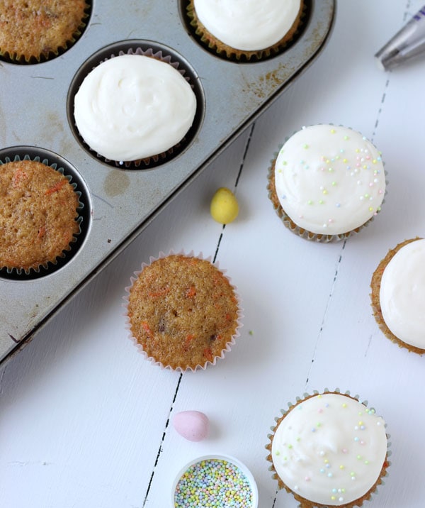 Carrot Cake Cupcakes with Mascarpone Cream Cheese Frosting