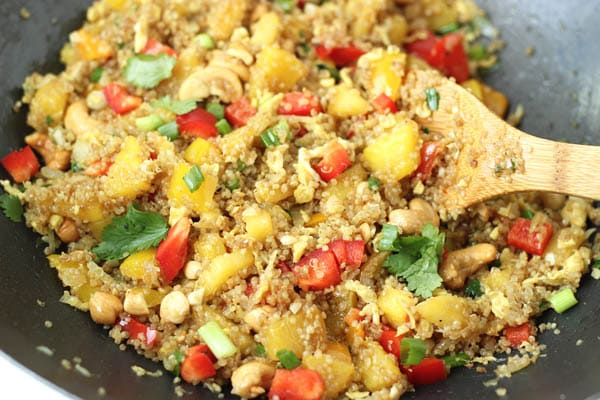 pineapple cashew quinoa fried rice