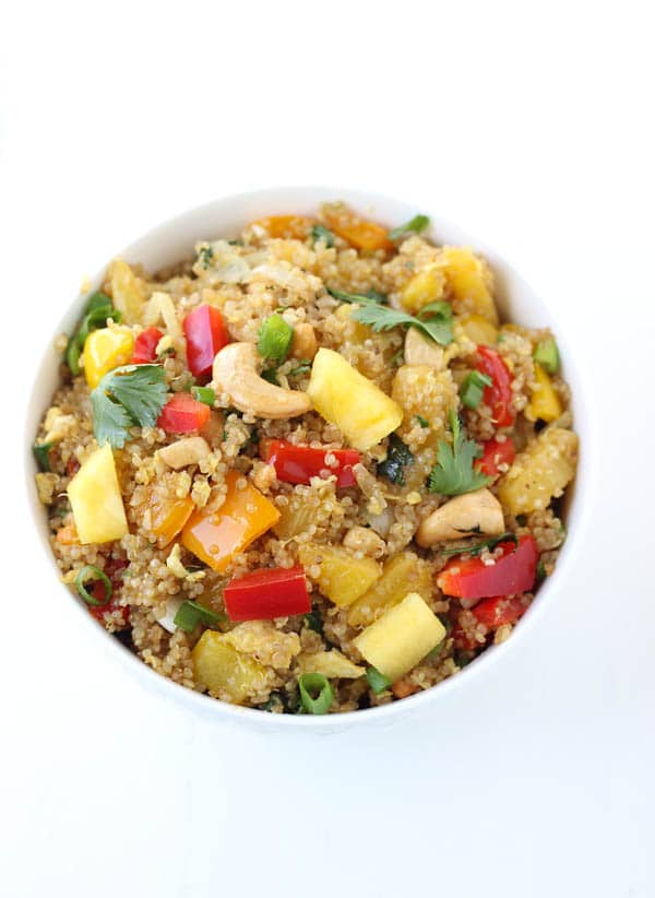 pineapple cashew quinoa fried rice