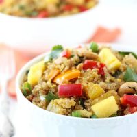 pineapple cashew quinoa fried rice