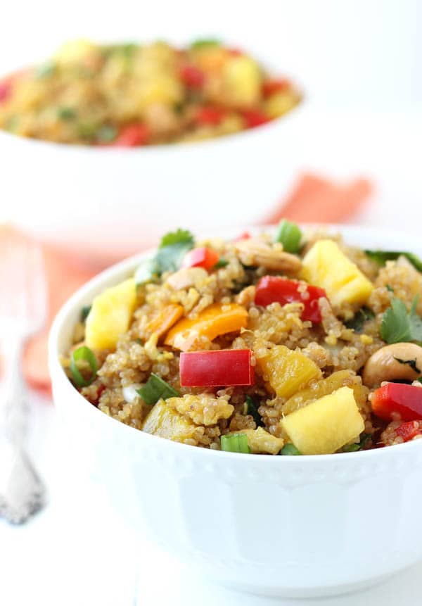 pineapple cashew quinoa fried rice