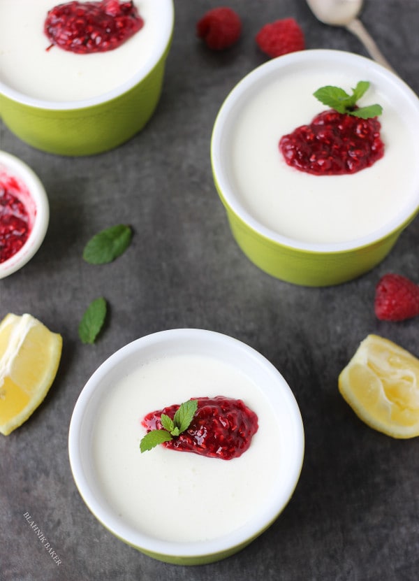 Buttermilk Panna Cotta with Raspberry Mint Compote