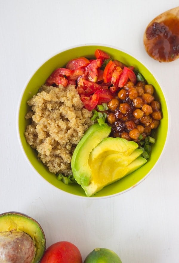 Honey & Lime Quinoa Salad Bowl with Spicy BBQ Chickpeas
