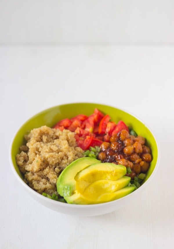 Honey & Lime Quinoa Salad Bowl with Spicy BBQ Chickpeas