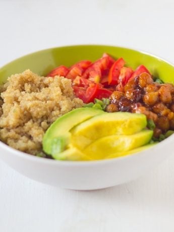 Honey & Lime Quinoa Salad Bowl with Spicy BBQ Chickpeas