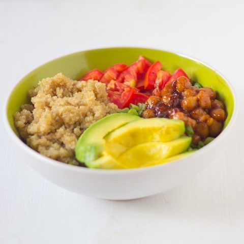 Honey & Lime Quinoa Salad Bowl with Spicy BBQ Chickpeas