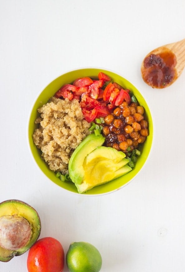 Honey & Lime Quinoa Salad Bowl with Spicy BBQ Chickpeas