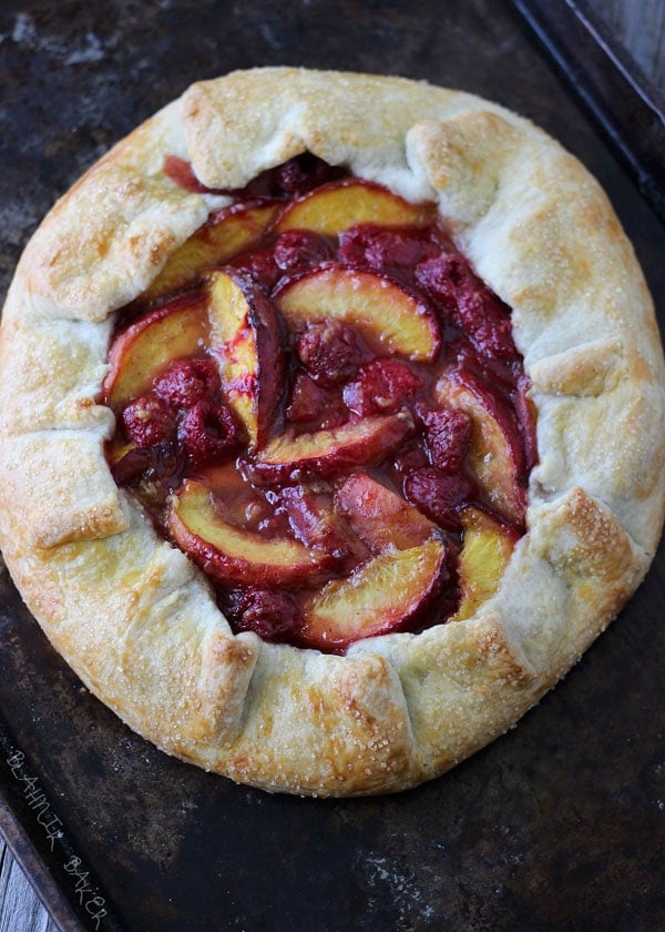 Peach raspberry galette