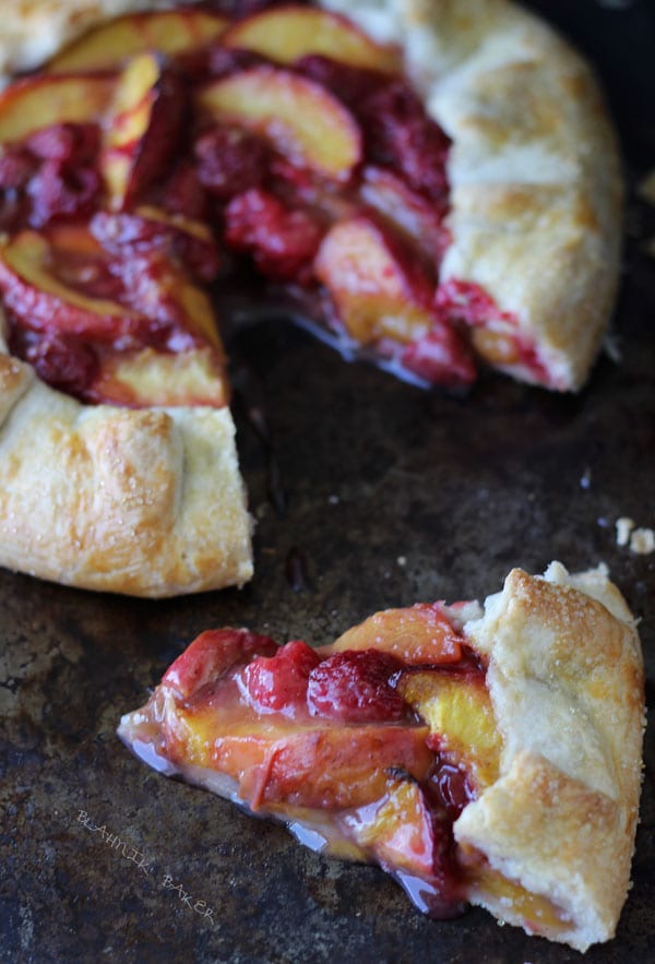 Peach raspberry galette