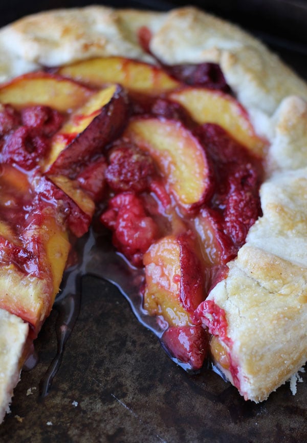 Peach raspberry galette