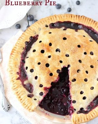 A classic blueberry pie recipe with a buttery flaky crust, fresh blueberries and fresh lemon juice. This recipe is summer perfect!