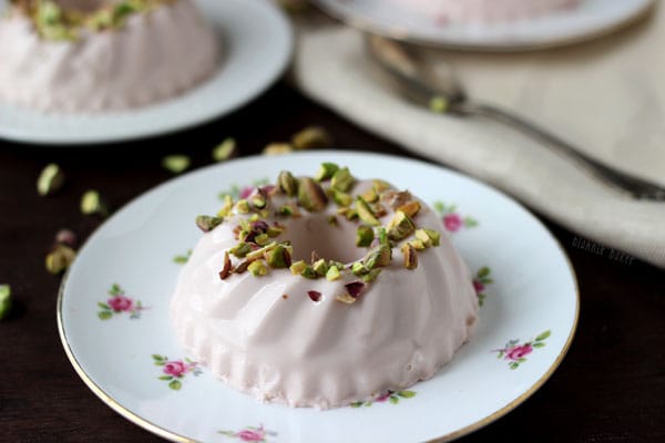 Pink Moscato Panna Cotta with Pistachios