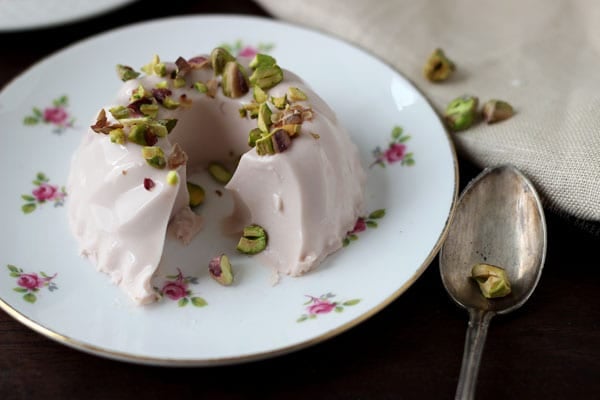 Pink Moscato Panna Cotta with Pistachios