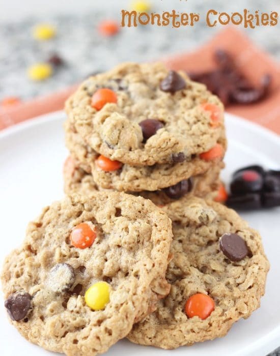 Halloween Monster Cookies- peanut butter oatmeal crunchy chewy cookies
