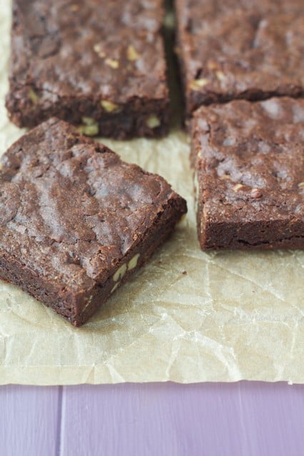 Brown Butter Walnut Brownies - thick and chewy on the inside with a fudgy topping