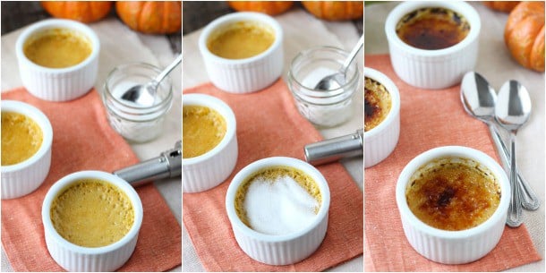 Pumpkin Maple Creme Brulee - silky smooth custard with warm spices and maple syrup. 